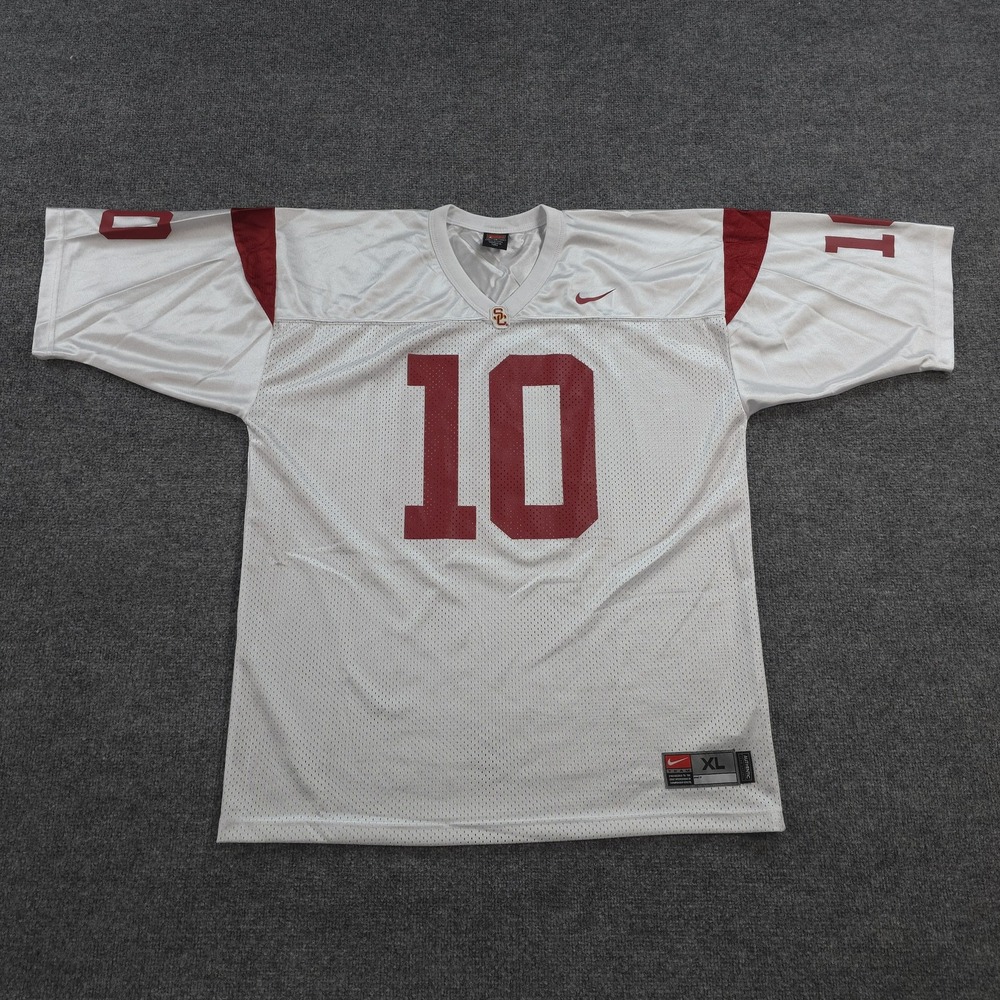 Vintage USC Trojans Jersey Mens XL White NCAA Football Nike Authentic Team 10